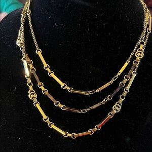 Michael Kors triple chain goldtone necklace